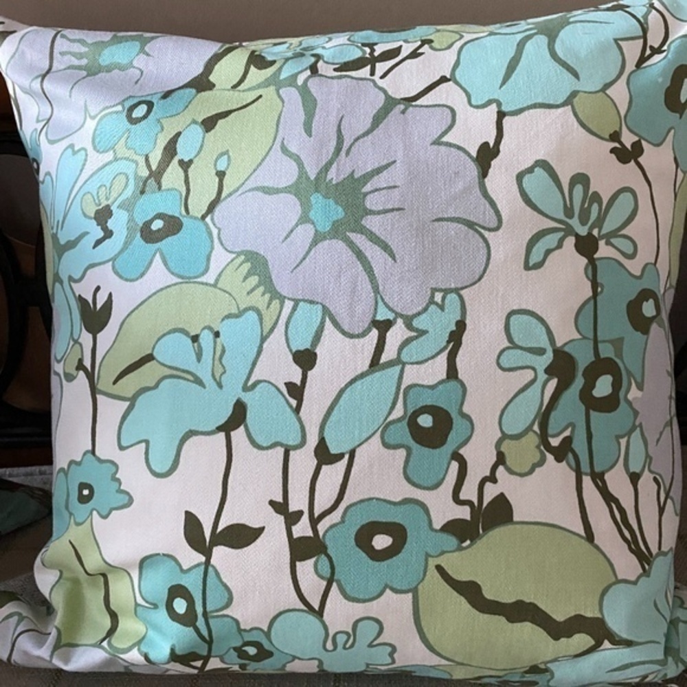 Custom Made Blue and Green Floral Pillow Cover